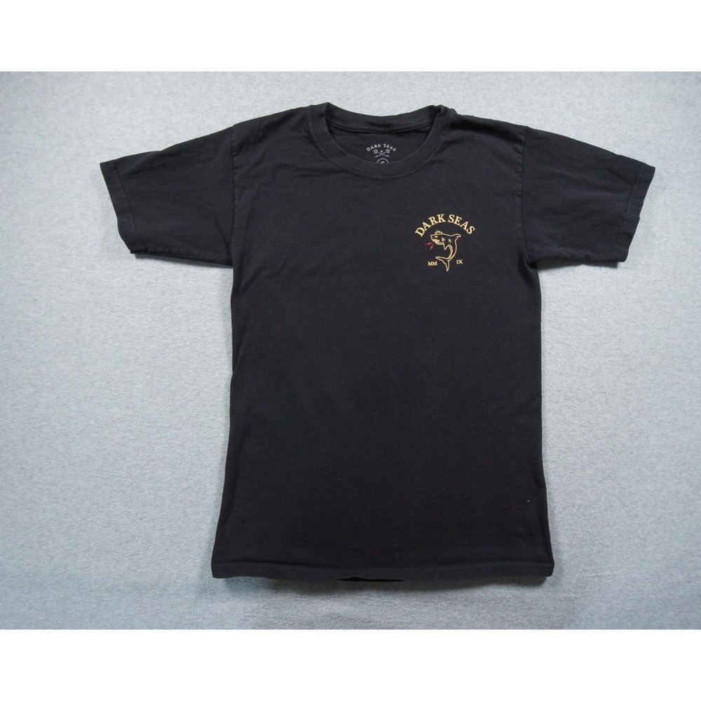 Dark Seas Shirt Mens Small Black Shark Graphic Tee Short Sleeve Crewneck Adult